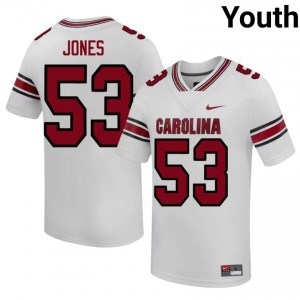 White Ernest Jones #53 South Carolina Gamecocks Jersey | Youth High School Football Licensed Stitched 36774063