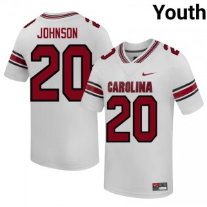 Gamecocks Ethan Johnson #20 White Jersey | Pro Cut Stitched NCAA Football Youth Apparel 11864929