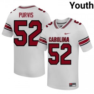 Fighting Gamecocks Hank Purvis #52 White Jersey | Pro Cut Stitched NCAA Football Youth Apparel 91779074