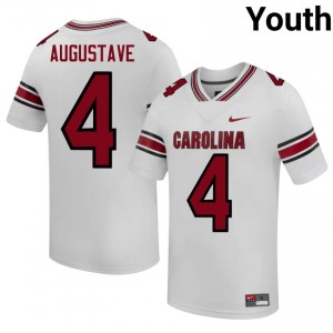 SC Gamecocks Isaiah Augustave #4 White Jersey | Genuine Stitched NCAA Football Youth Apparel 93837897