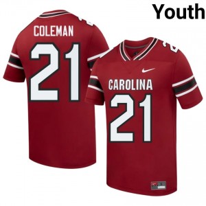 South Carolina Gamecocks Jabree Coleman #21 Garnet Jersey | Premium Swen NCAA Football Youth Apparel 64076266