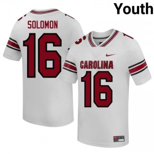 White Jalewis Solomon #16 Fighting Gamecocks Jersey | Youth High School Football Fresh Stitched 87805543