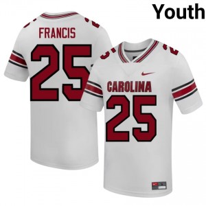 Officially Licensed Jimmy Francis #25 Gamecocks White Jersey | Youth University Football Stitched Fan Gear 61854888