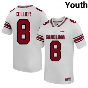 White Judge Collier #8 South Carolina Gamecocks Jersey | Youth High School Football Moisture Wicking Stitched 76325665