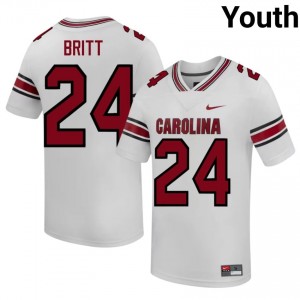 USC Gamecocks Keenan Britt #24 White Jersey | Genuine Stitched NCAA Football Youth Apparel 82617689