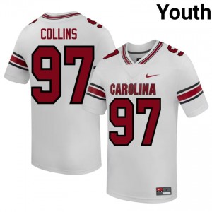 #97 Kelby Collins USC Gamecocks White Jersey | Elite Stitched Youth Player Football Gear 64157187