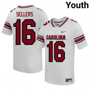Elite Thread LaNorris Sellers #16 Carolina White Jersey | Youth University Football Stitched Fan Gear 52912262