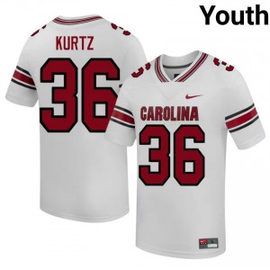 Fighting Gamecocks Landon Kurtz #36 White Jersey | Essential Stitched NCAA Football Youth Apparel 40857199