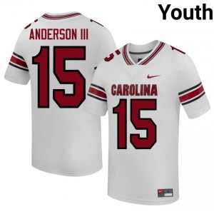 Elite Thread Lucian Anderson III #15 UofSC White Jersey | Youth University Football Stitched Fan Gear 37314235