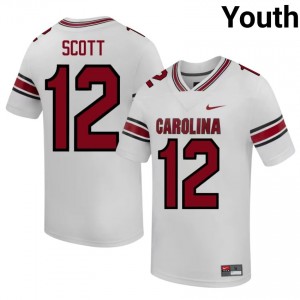 Top-Tier Quay'sheed Scott #12 Carolina White Jersey | Youth University Football Stitched Fan Gear 52197542