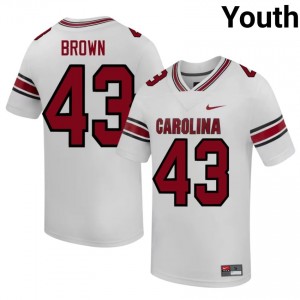 White Tony Brown #43 SC Gamecocks Jersey | Youth High School Football Licensed Stitched 39333664