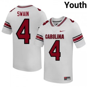 Officially Licensed Vicari Swain #4 Fighting Gamecocks White Jersey | Youth University Football Stitched Fan Gear 79306555