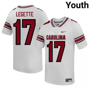 Elite Thread Xavier Legette #17 Fighting Gamecocks White Jersey | Youth University Football Stitched Fan Gear 49281481